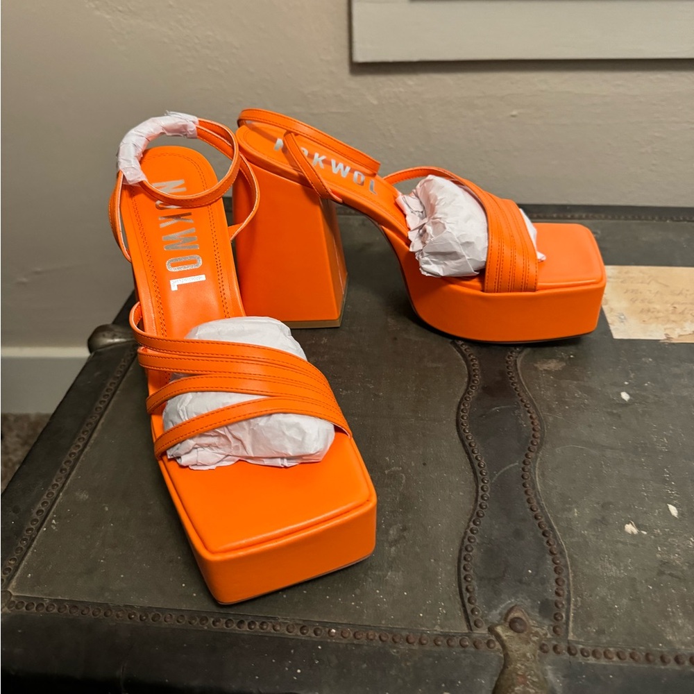 Orange Platform Heels